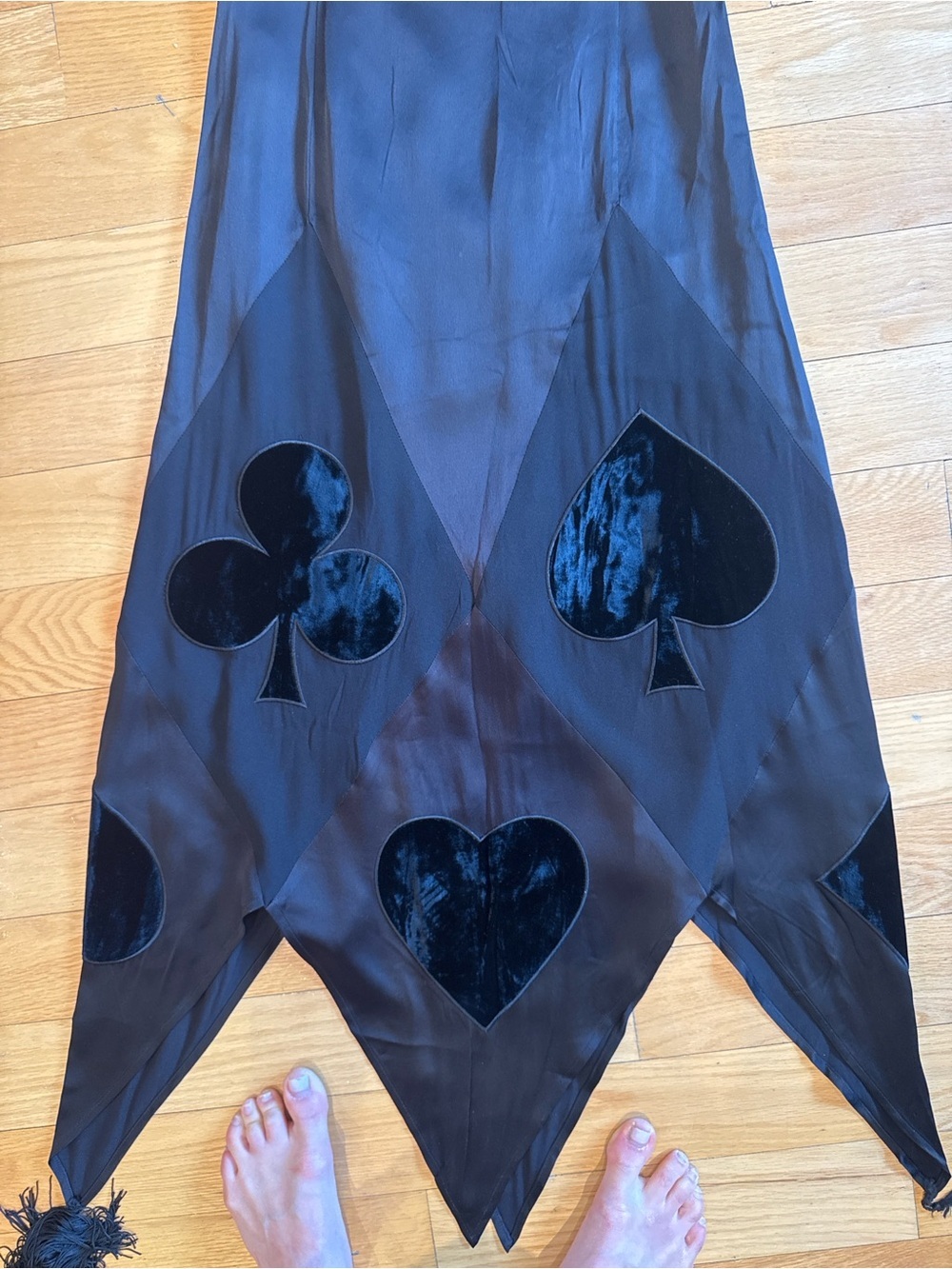 Vintage 90s Moschino Cheap & Chic Playing Card Dress Black Velvet Appliqué - Picture 10 of 14